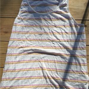 Patagonia Striped Tank Top - White, Yellow, Pink small